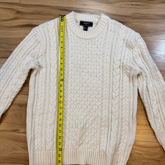 Forever 21 Men’s Cable Knit Sweater Cream Size L - Picture 5 of 7